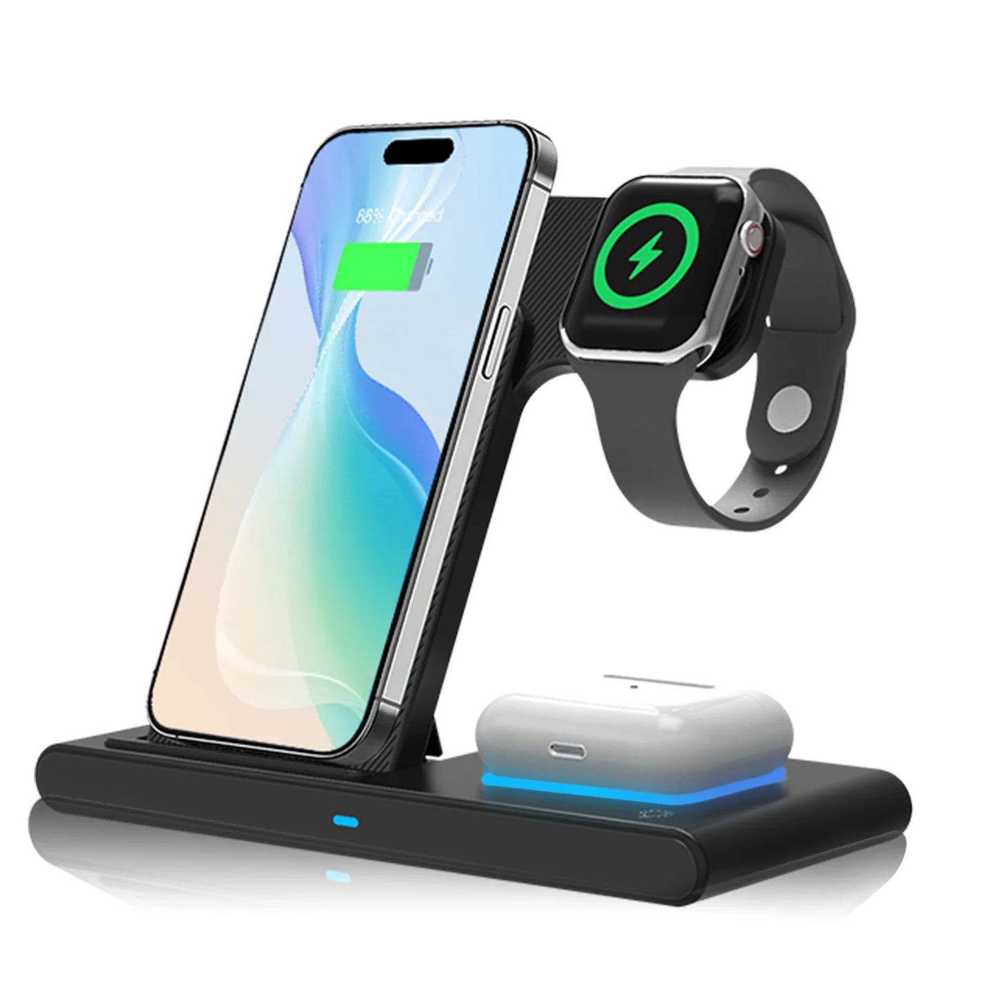 Magnetic Wireless Charging Station 3-In-1 Foldable 18W Fast Charging Pad for Apple iPhone 12-16 Series Apple Watch AirPods