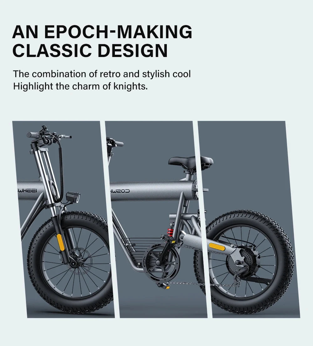 COSWHEEL Electric Bike Adults Off road electric Motorcycle bike 1000W Fat Tire Electric Bicycle,48V 20Ah Removable Battery Ebike