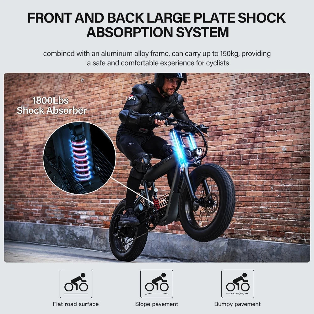 COSWHEEL Electric Bike Adults Off road electric Motorcycle bike 1000W Fat Tire Electric Bicycle,48V 20Ah Removable Battery Ebike
