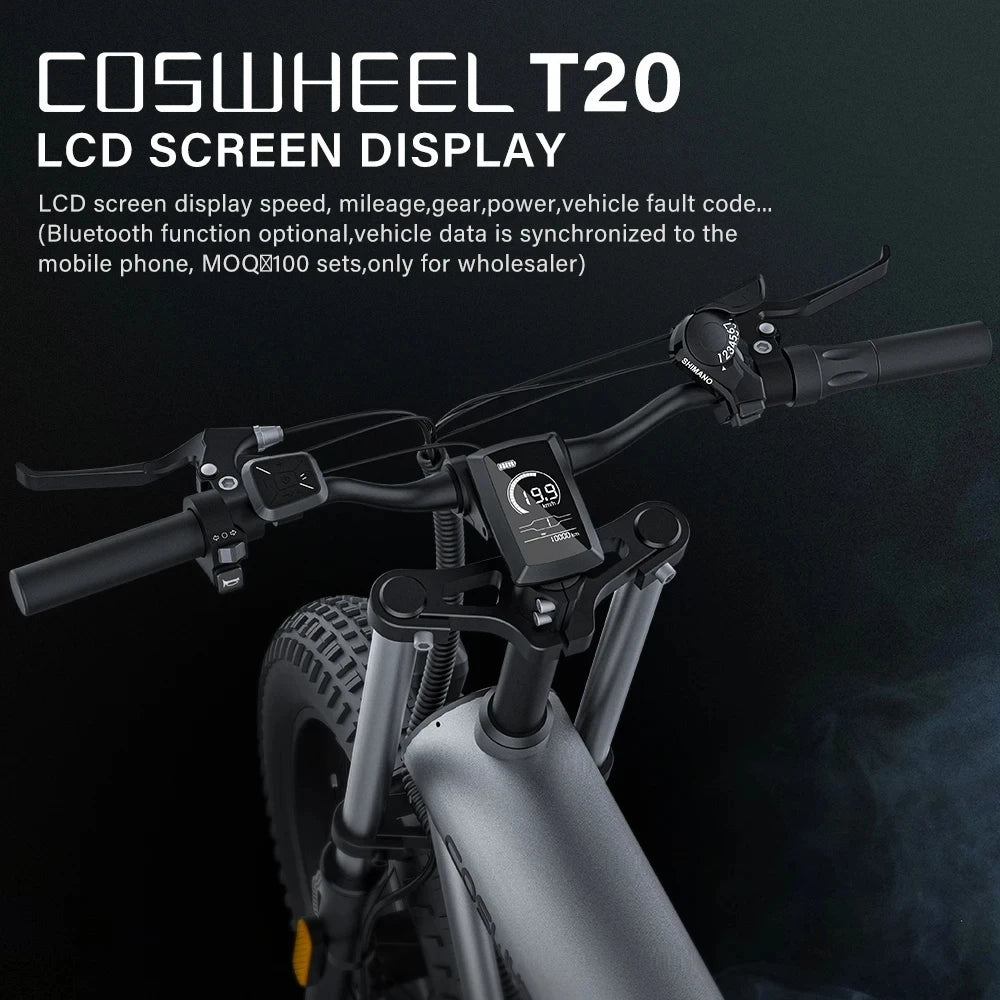 COSWHEEL Electric Bike Adults Off road electric Motorcycle bike 1000W Fat Tire Electric Bicycle,48V 20Ah Removable Battery Ebike