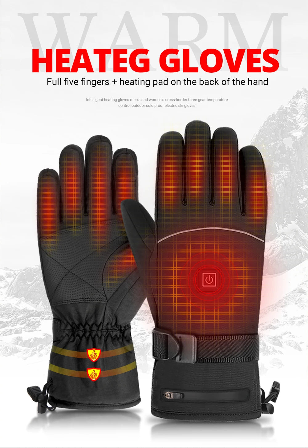 Heated Motorcycle Gloves Winter Warm Motorcycle Gloves Guantes Moto Heated Gloves Waterproof Rechargeable Heating Thermal Gloves
