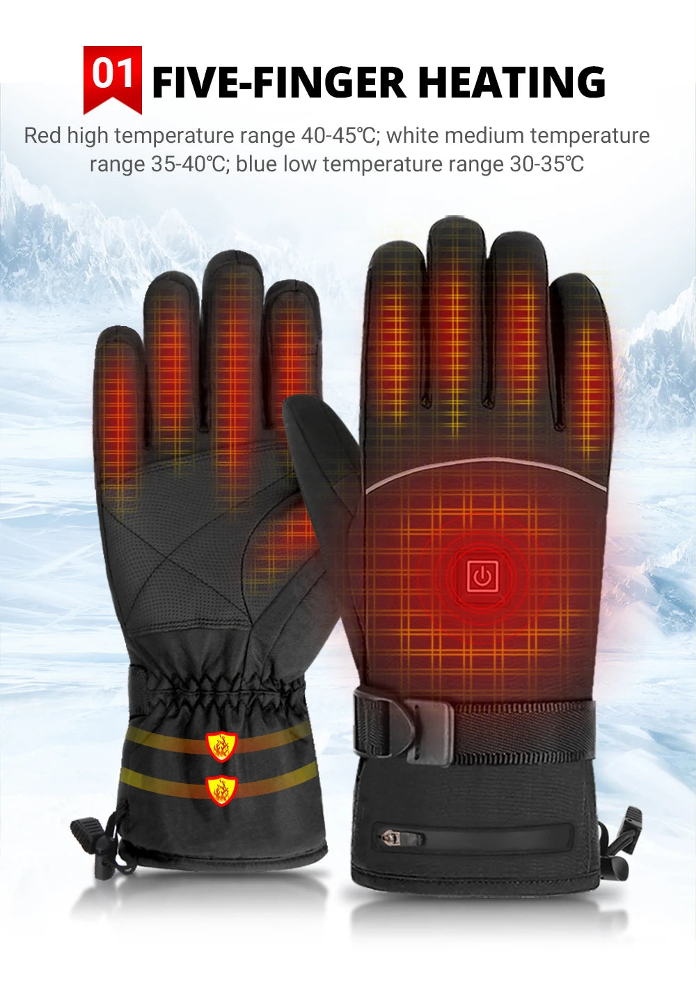 Heated Motorcycle Gloves Winter Warm Motorcycle Gloves Guantes Moto Heated Gloves Waterproof Rechargeable Heating Thermal Gloves